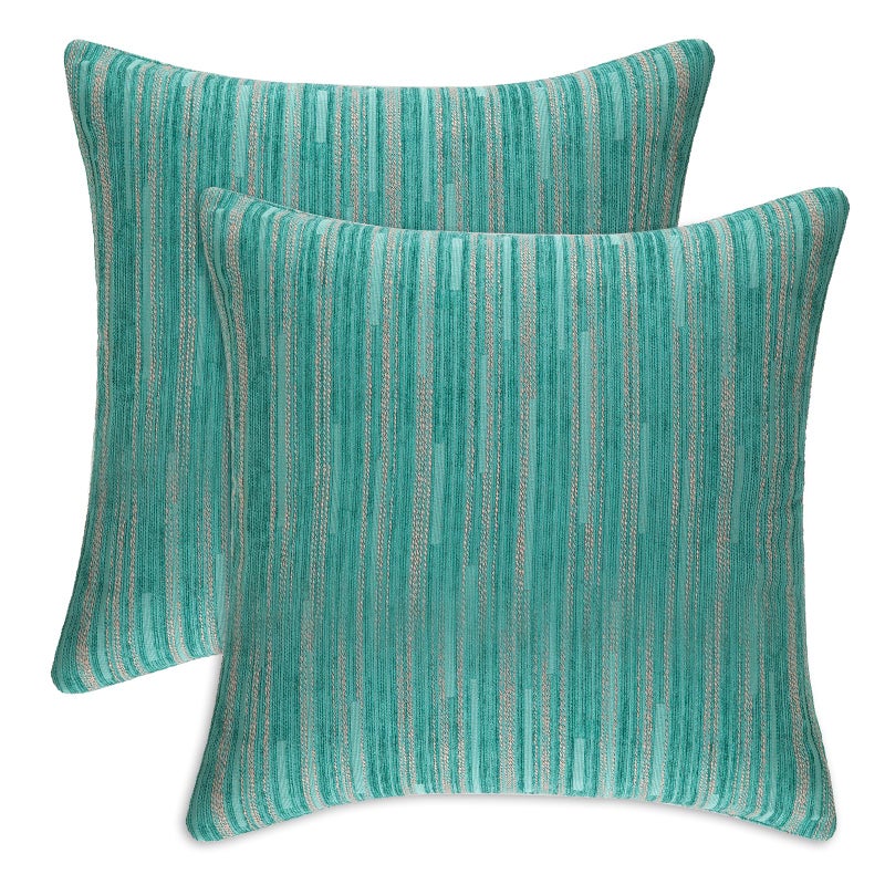 Yeiotsy Decorative Pillow Covers Teal, Pack of 2, Modern Striped Throw Pillow Cases Geometric Cushion Covers (Teal, 18 X 18 Inches) - Image 1